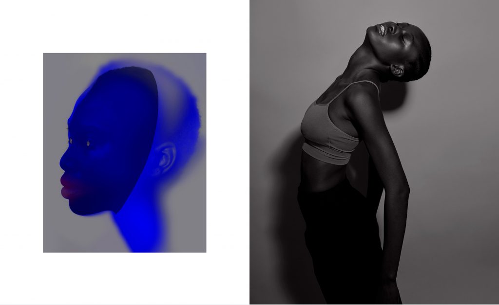 portrait en studio d’une femme avec lumière naturelle et d un visage dessiné de maniere tres artistique – photographie par Olivier Jeanne-Rose