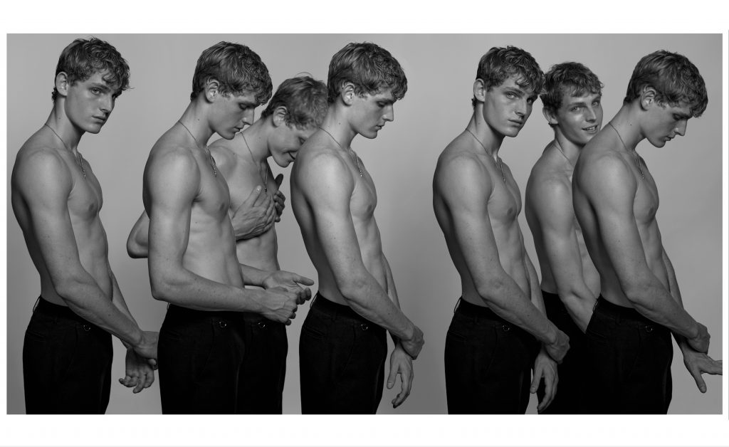 Portrait artistique en noir et blanc d’un homme de profile démultiplié par un collage – photographie par Olivier Jeanne-Rose