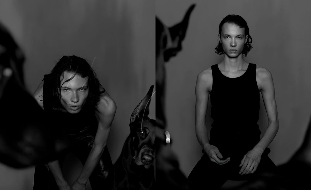 Portrait émotionnel en noir et blanc d’un homme issus d une serie de mode – photographie par Olivier Jeanne-Rose